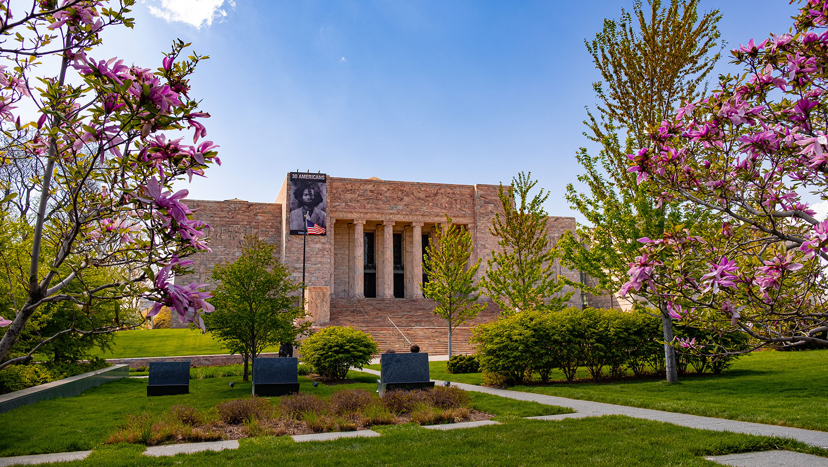 museum with trees and gardens